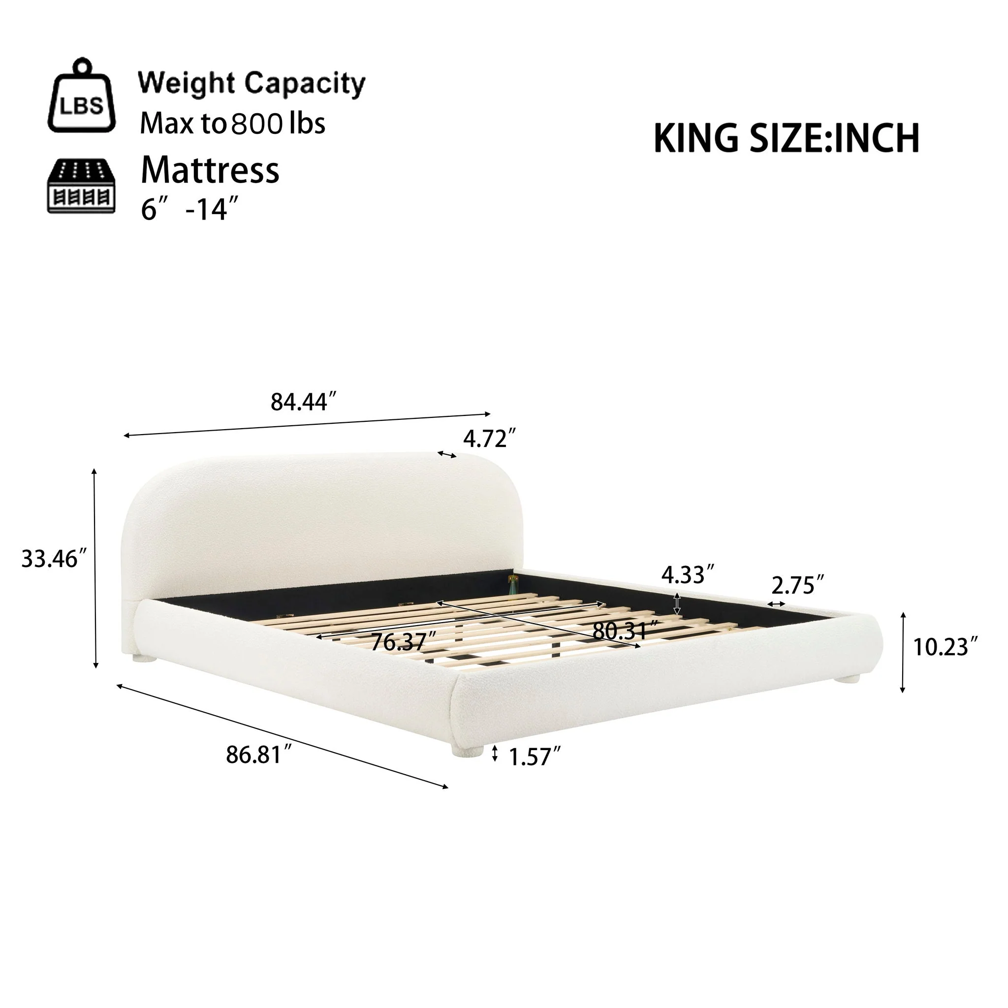Upholstered Simple Modern Bedroom Bed With Curved Headboard - Image 10