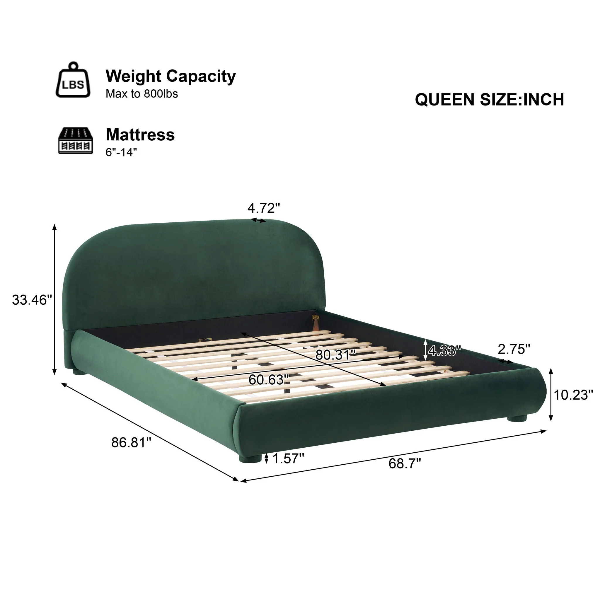 Upholstered Simple Modern Bedroom Bed With Curved Headboard - Image 11