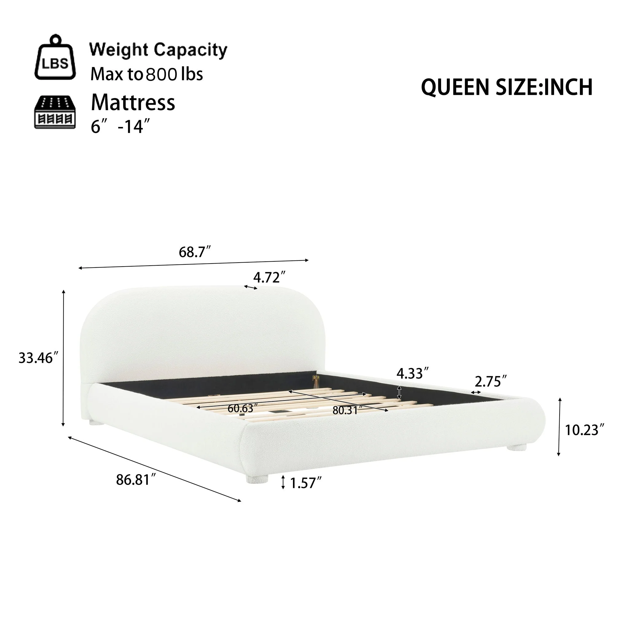 Upholstered Simple Modern Bedroom Bed With Curved Headboard - Image 5