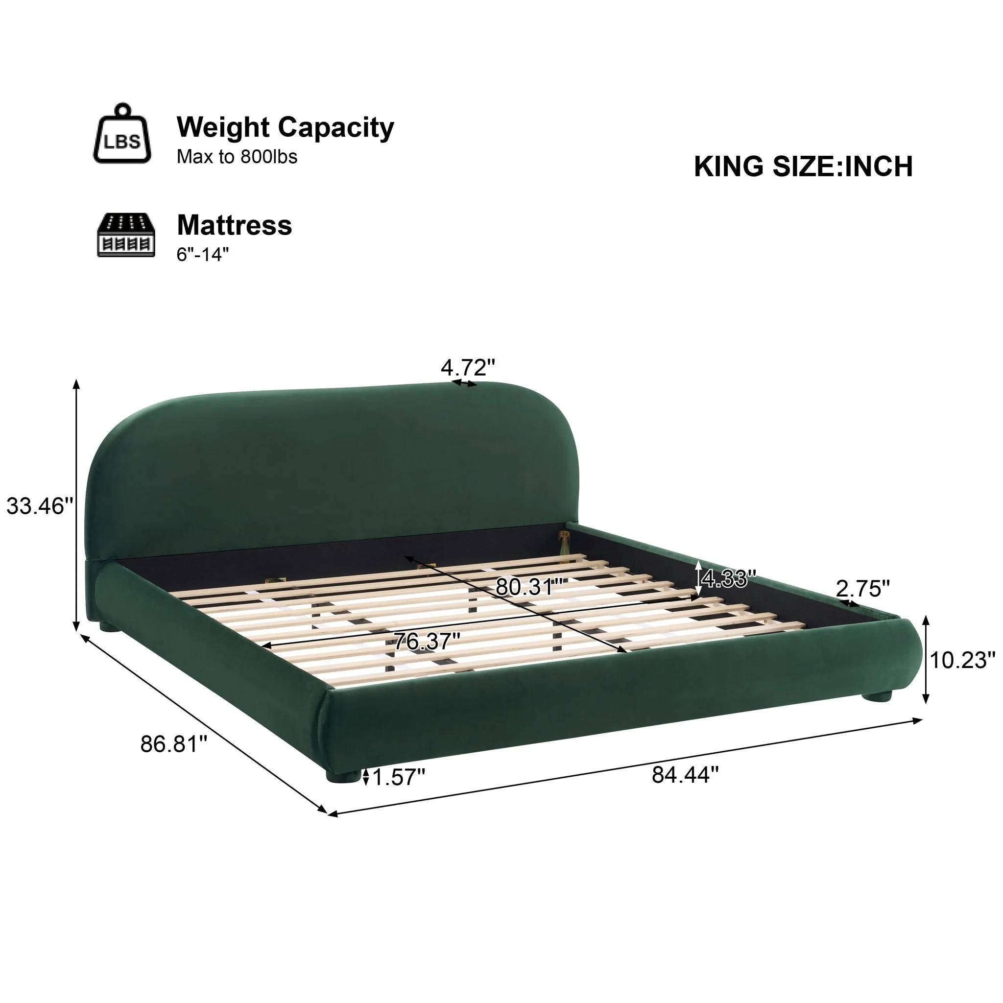 Upholstered Simple Modern Bedroom Bed With Curved Headboard - Image 7
