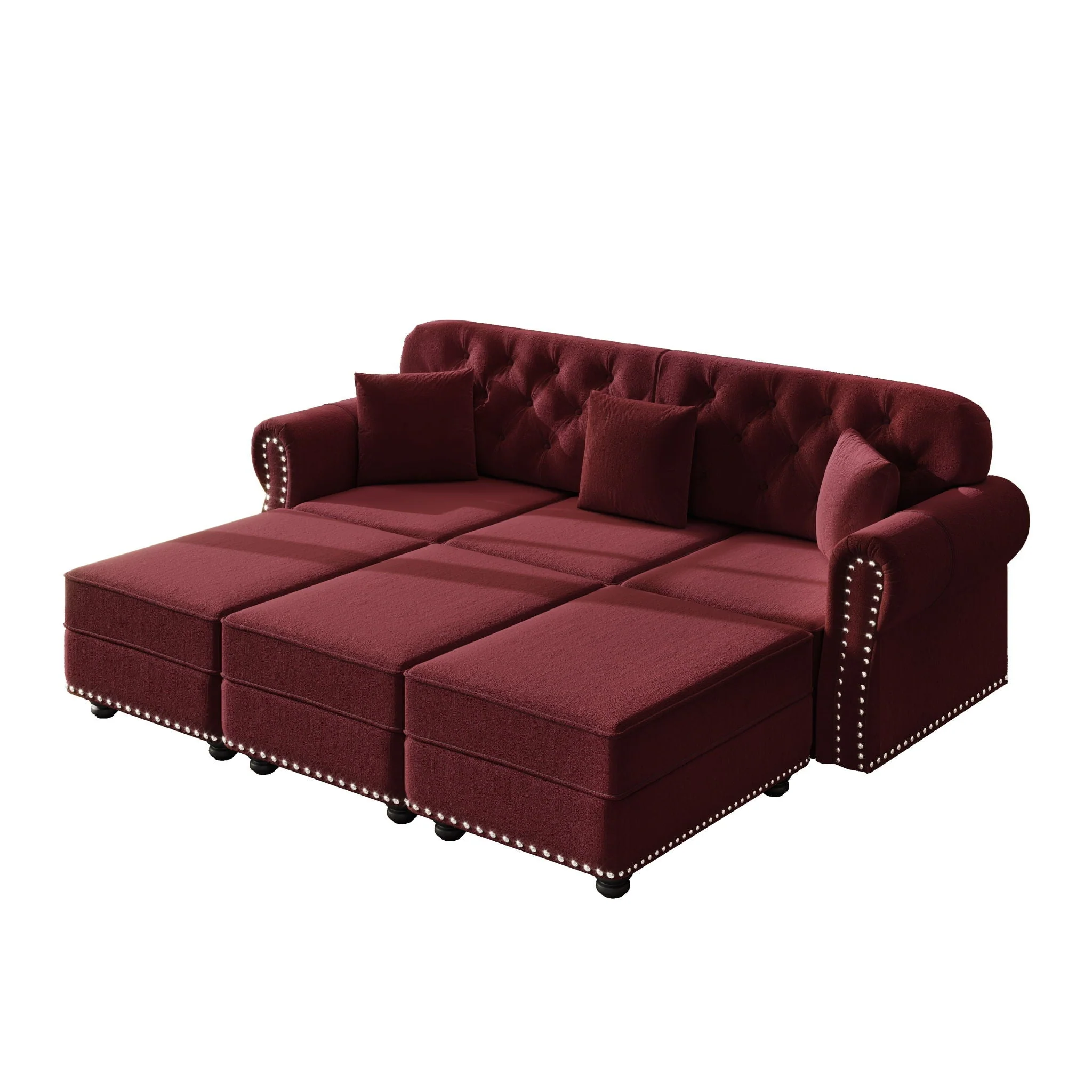 Upholstered Sofa Set With Nailhead Trim And Rolled Armrests, Includes Pillows - Image 10