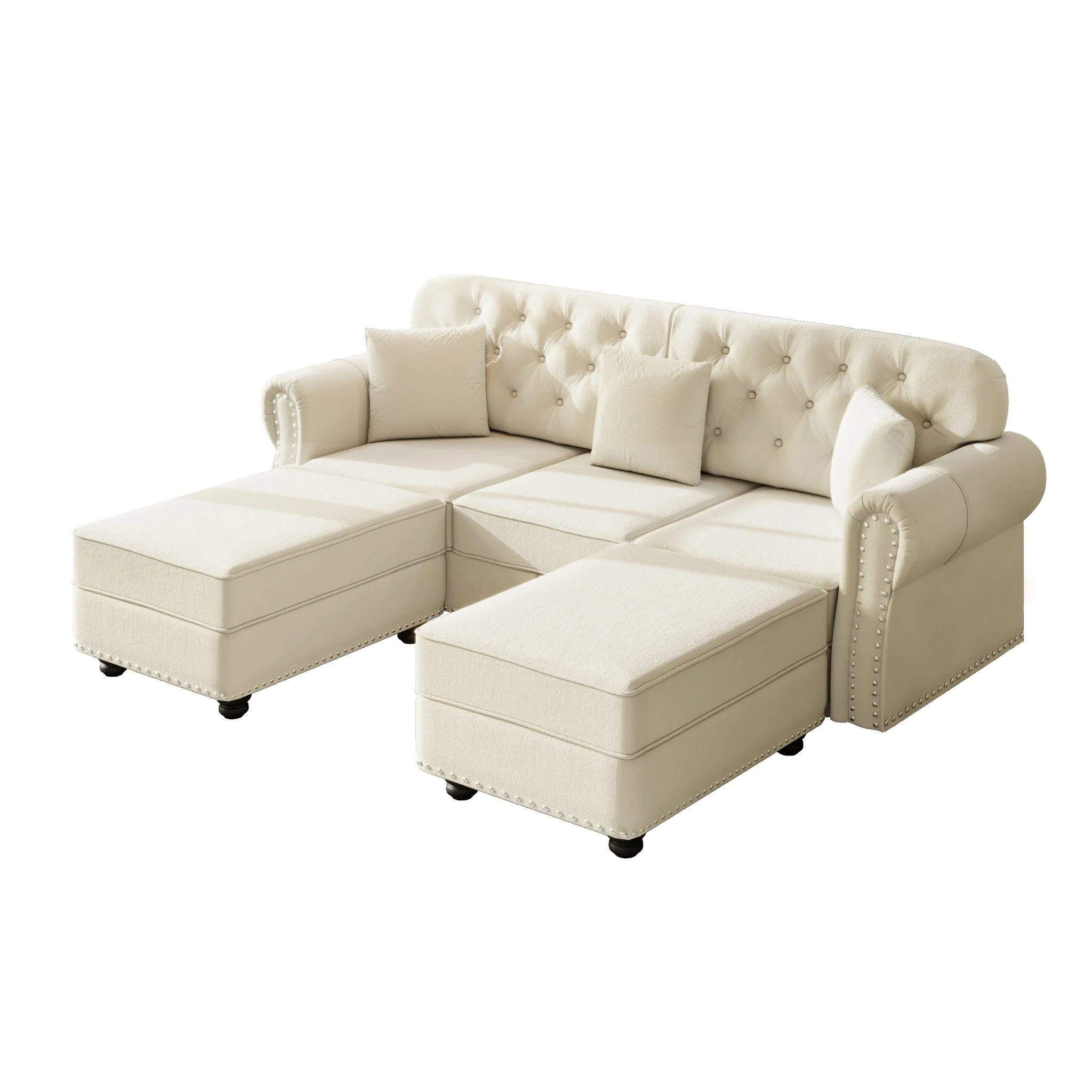 Upholstered Sofa Set With Nailhead Trim And Rolled Armrests, Includes Pillows - Image 12