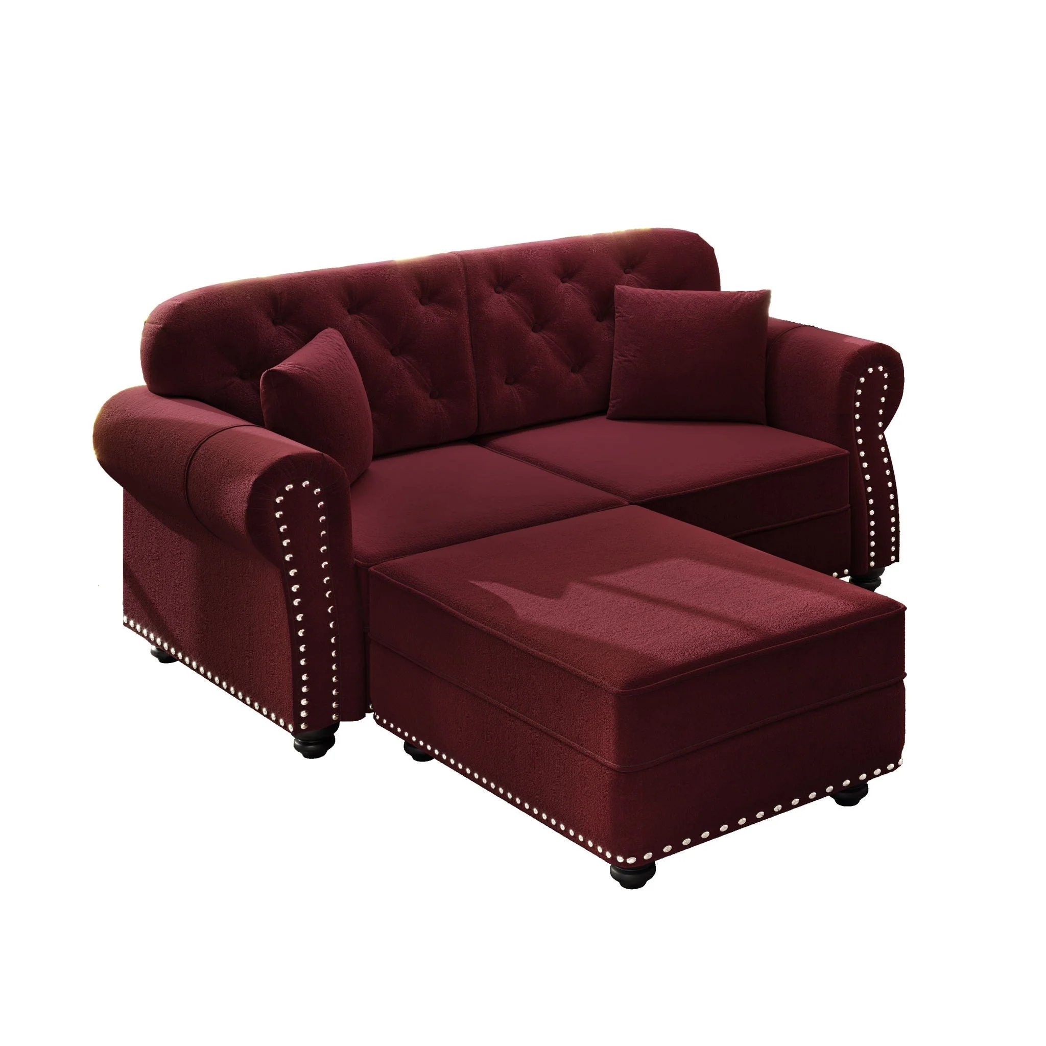 Upholstered Sofa Set With Nailhead Trim And Rolled Armrests, Includes Pillows - Image 2