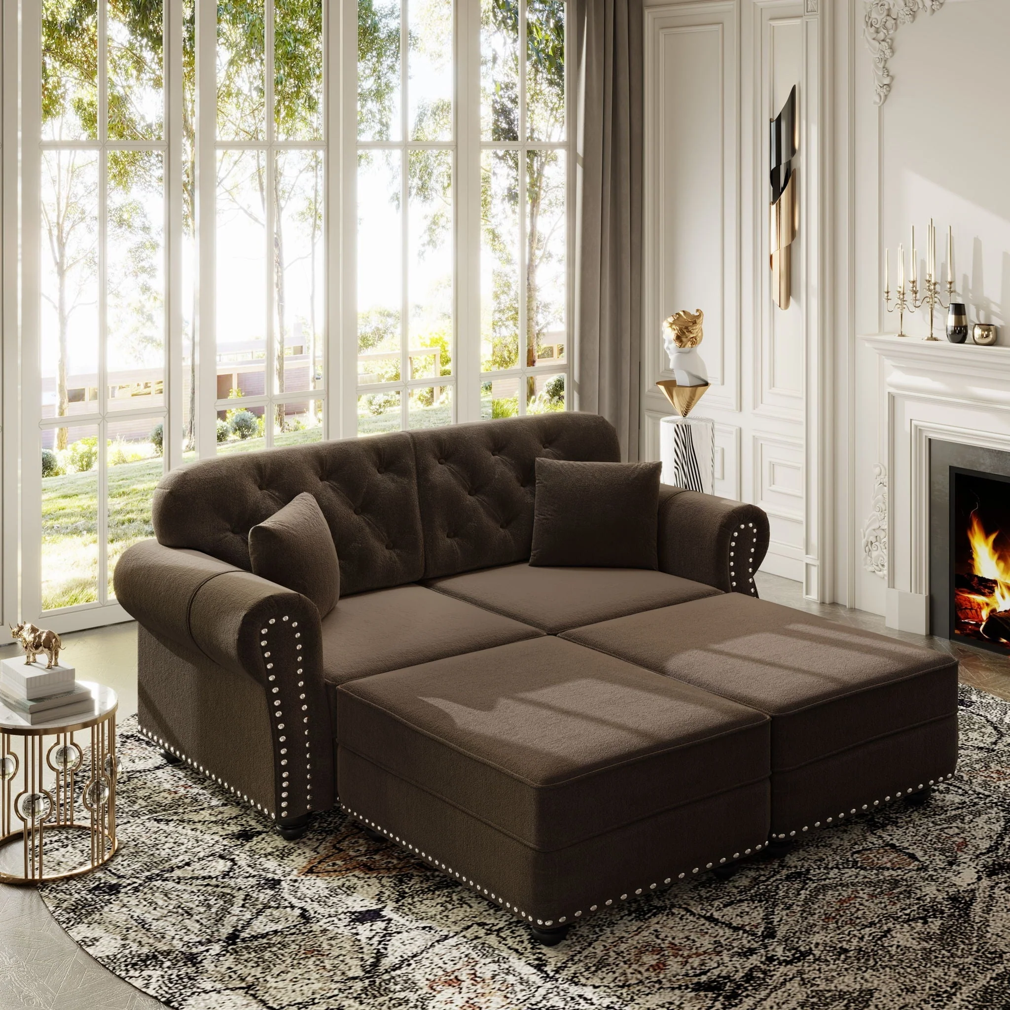 Upholstered Sofa Set With Nailhead Trim And Rolled Armrests, Includes Pillows - Image 33