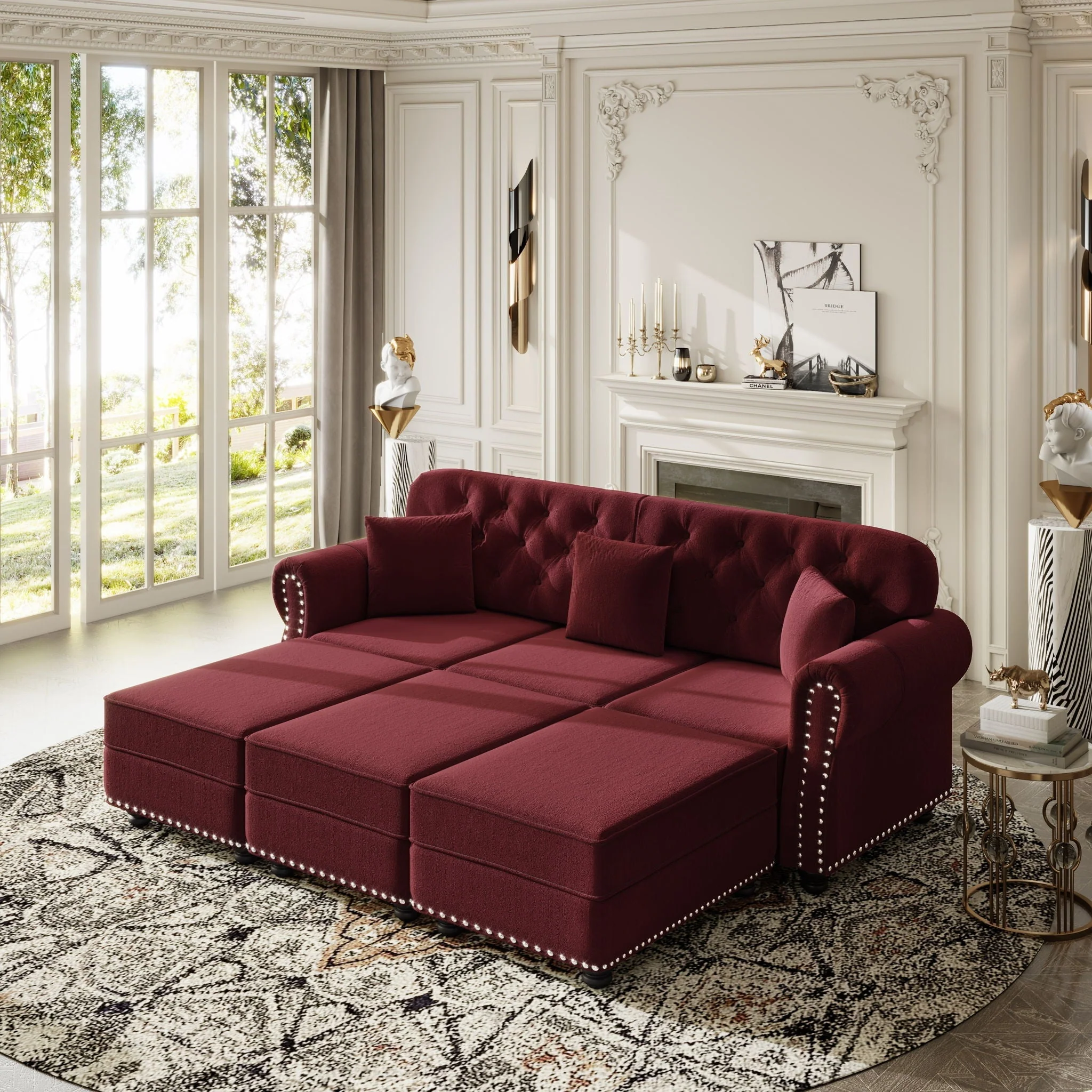 Upholstered Sofa Set With Nailhead Trim And Rolled Armrests, Includes Pillows - Image 46