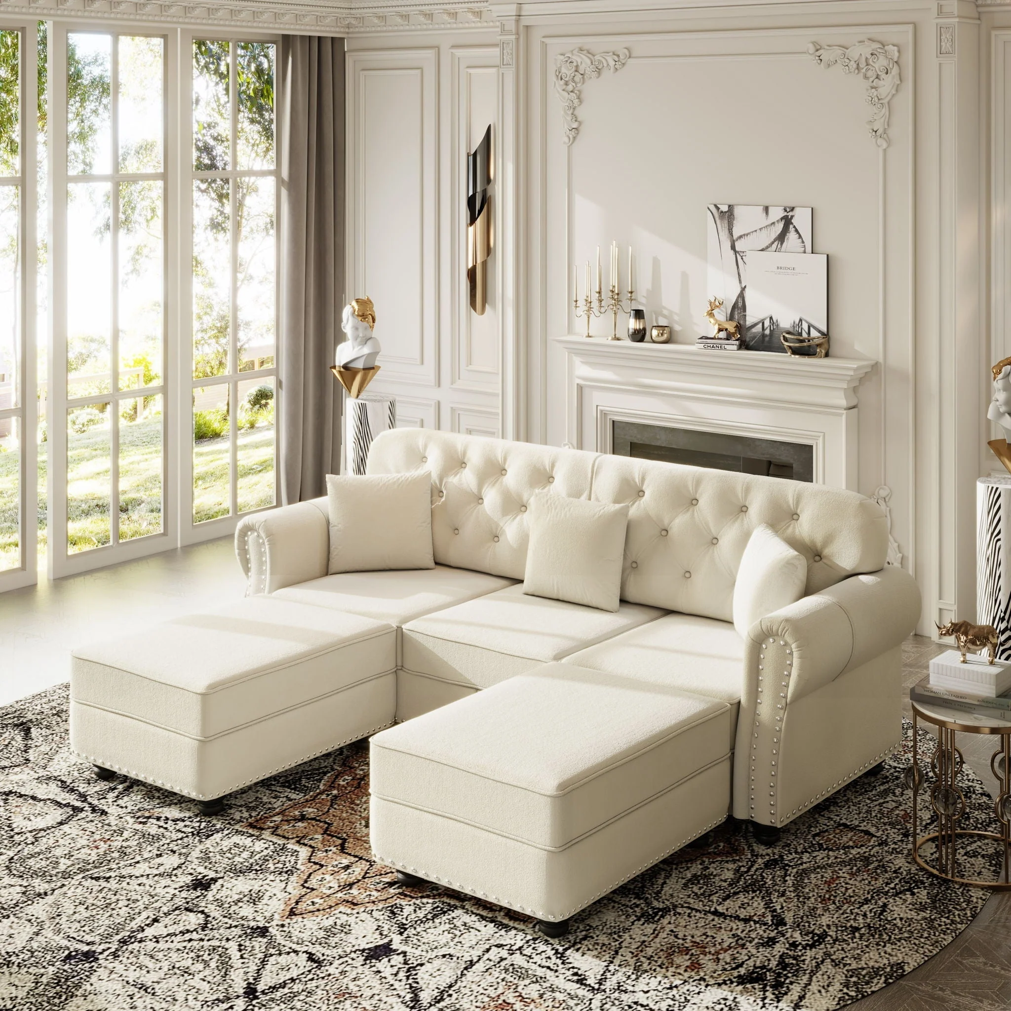Upholstered Sofa Set With Nailhead Trim And Rolled Armrests, Includes Pillows - Image 54