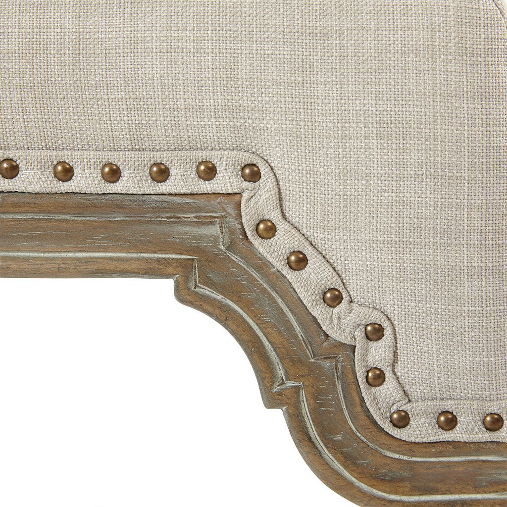 Upholstered Square Counter Stool with Nailhead TrimTurned Legsand Footrest - Image 4