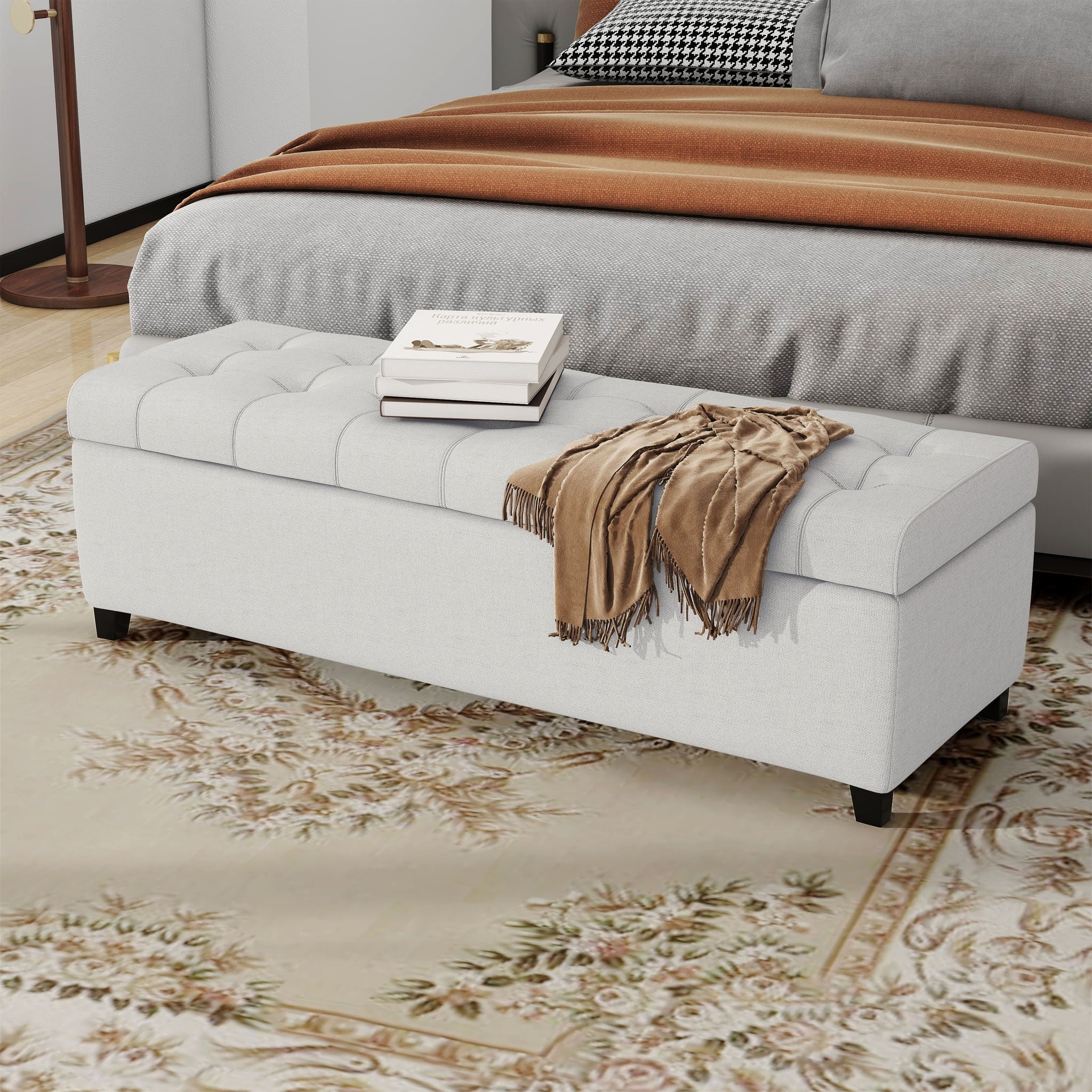 Upholstered Storage Ottoman Bench, Foot Rest For Bedroom - Image 5