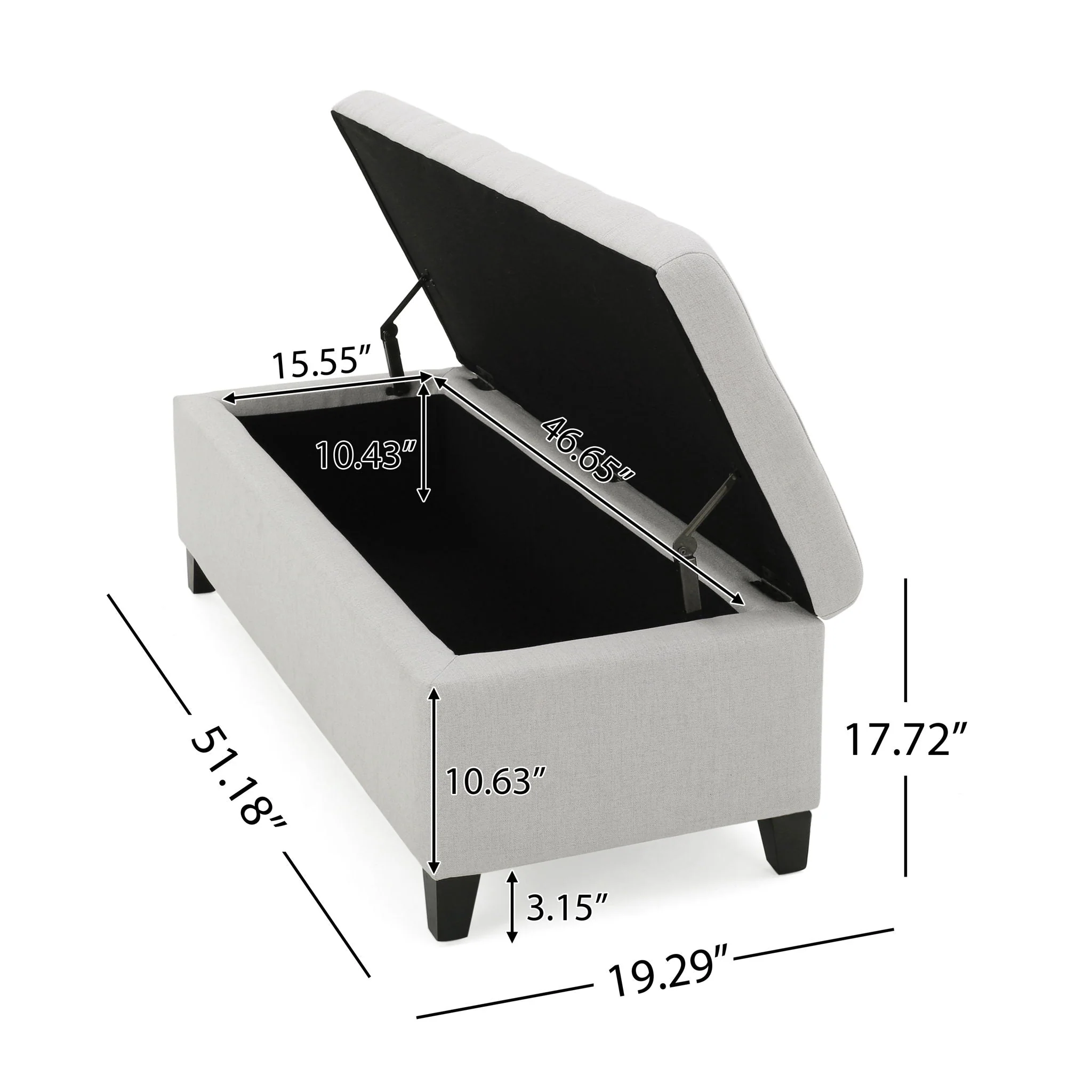 Upholstered Storage Ottoman Bench, Foot Rest For Bedroom - Image 7