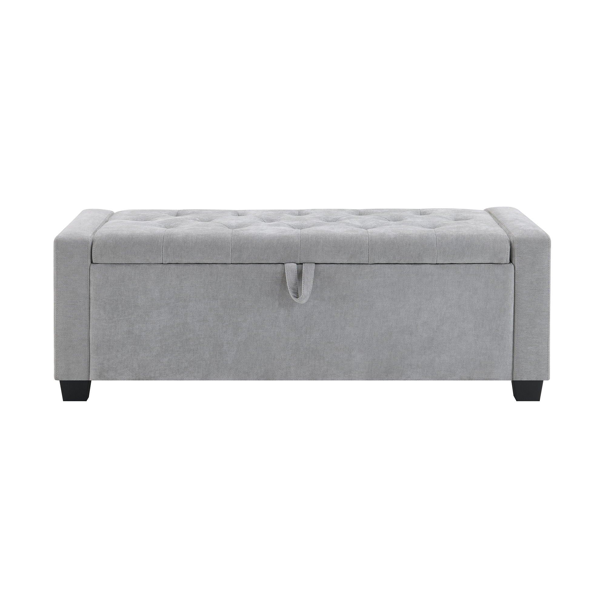 Upholstered Storage Ottoman Bench With Button Tufting And Safety Hinge - Image 2