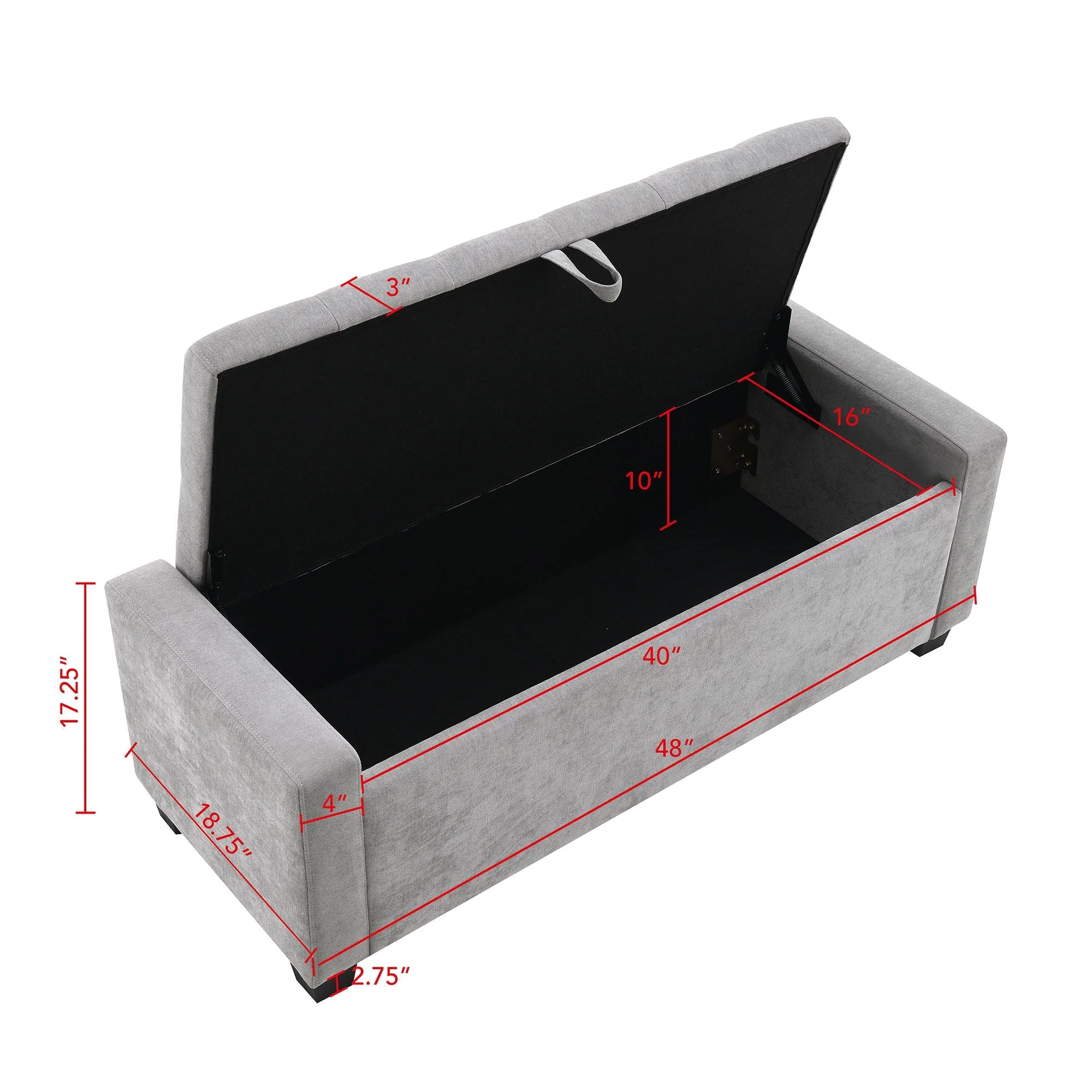 Upholstered Storage Ottoman Bench With Button Tufting And Safety Hinge - Image 5