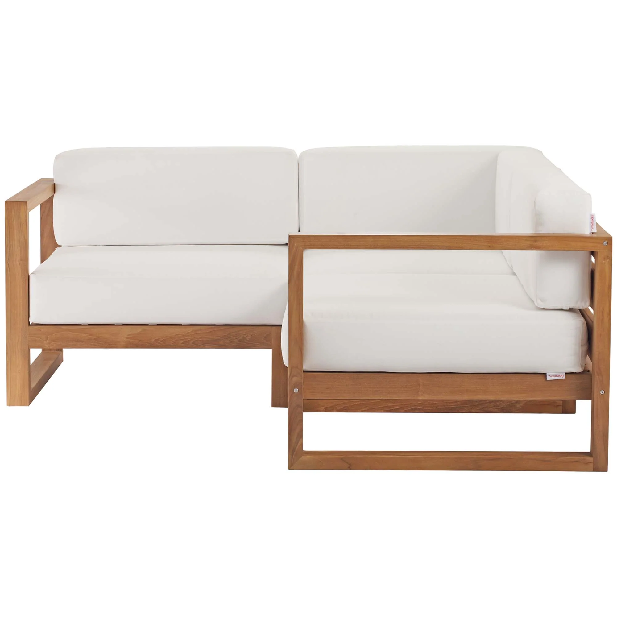 Upland 3-Piece Outdoor Patio Teak Wood Sectional Sofa Set by Modway - Image 2