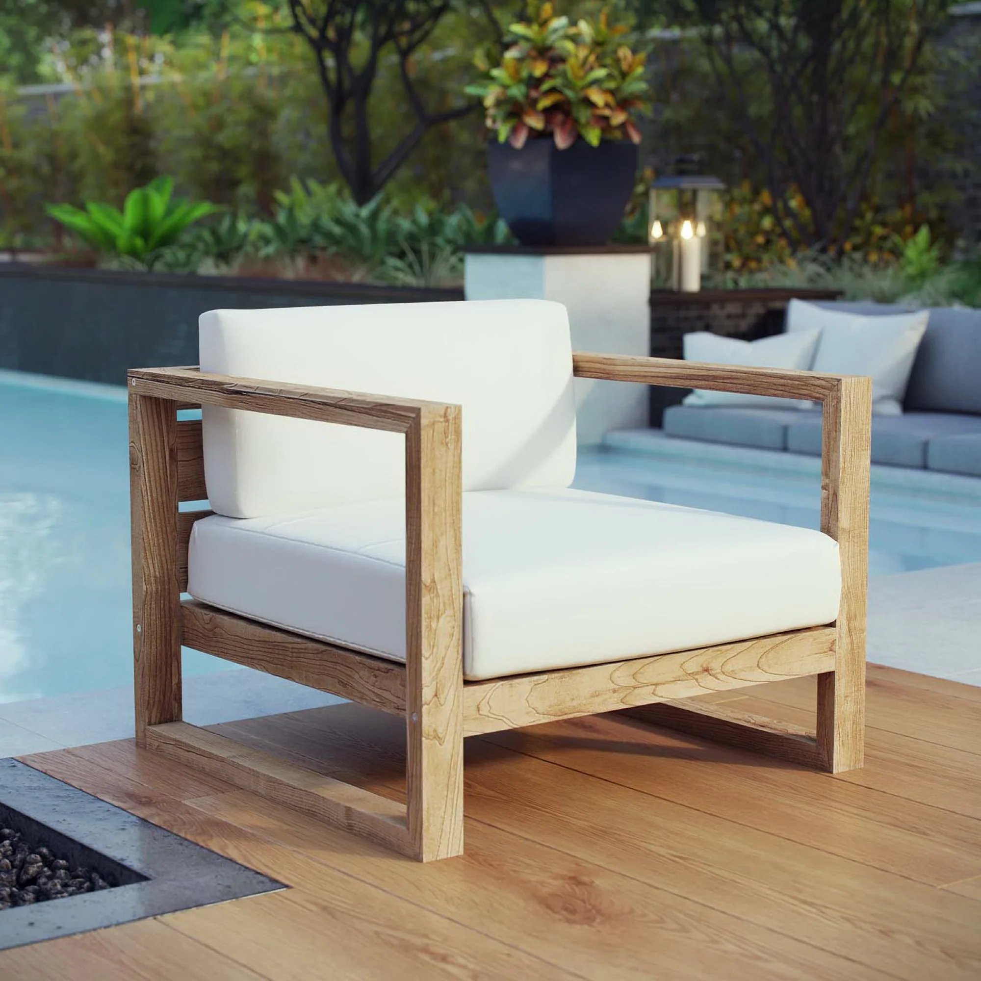 Upland Outdoor Patio Teak Armchair by Modway - Image 5