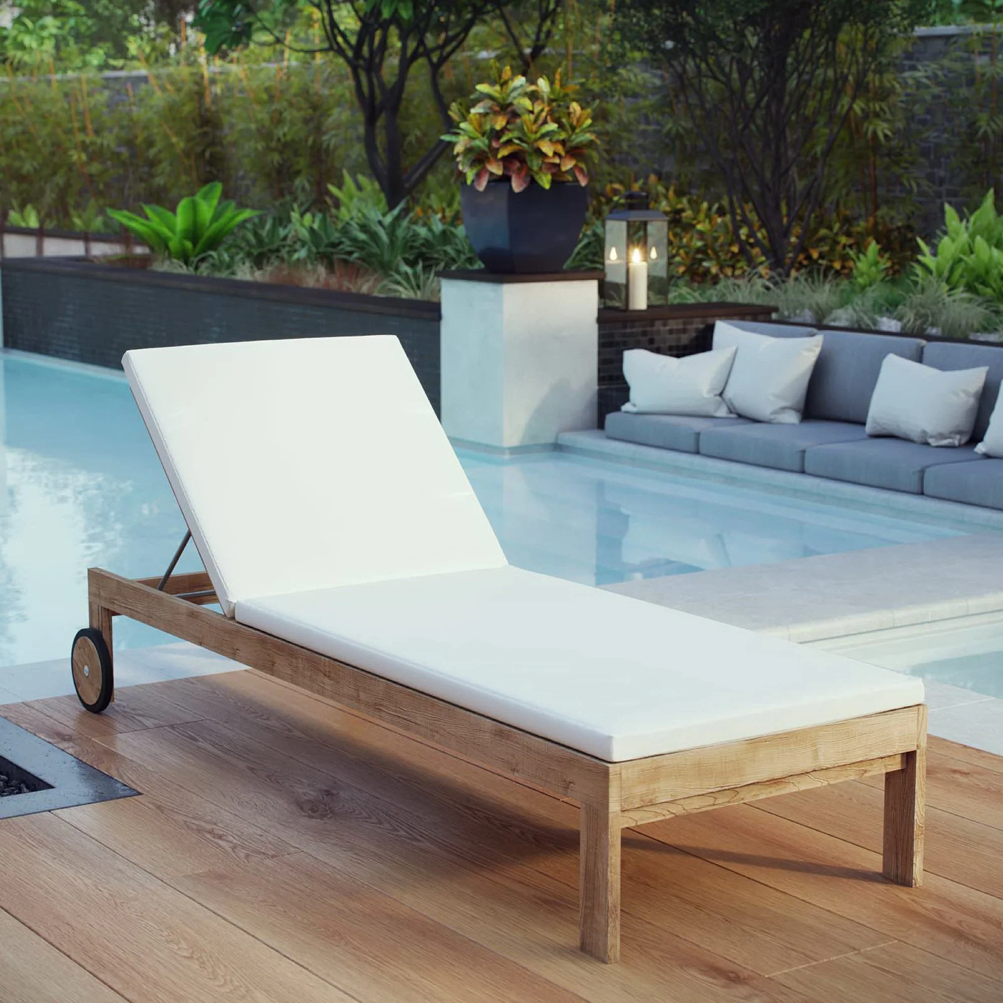 Upland Outdoor Patio Teak Chaise by Modway - Image 6