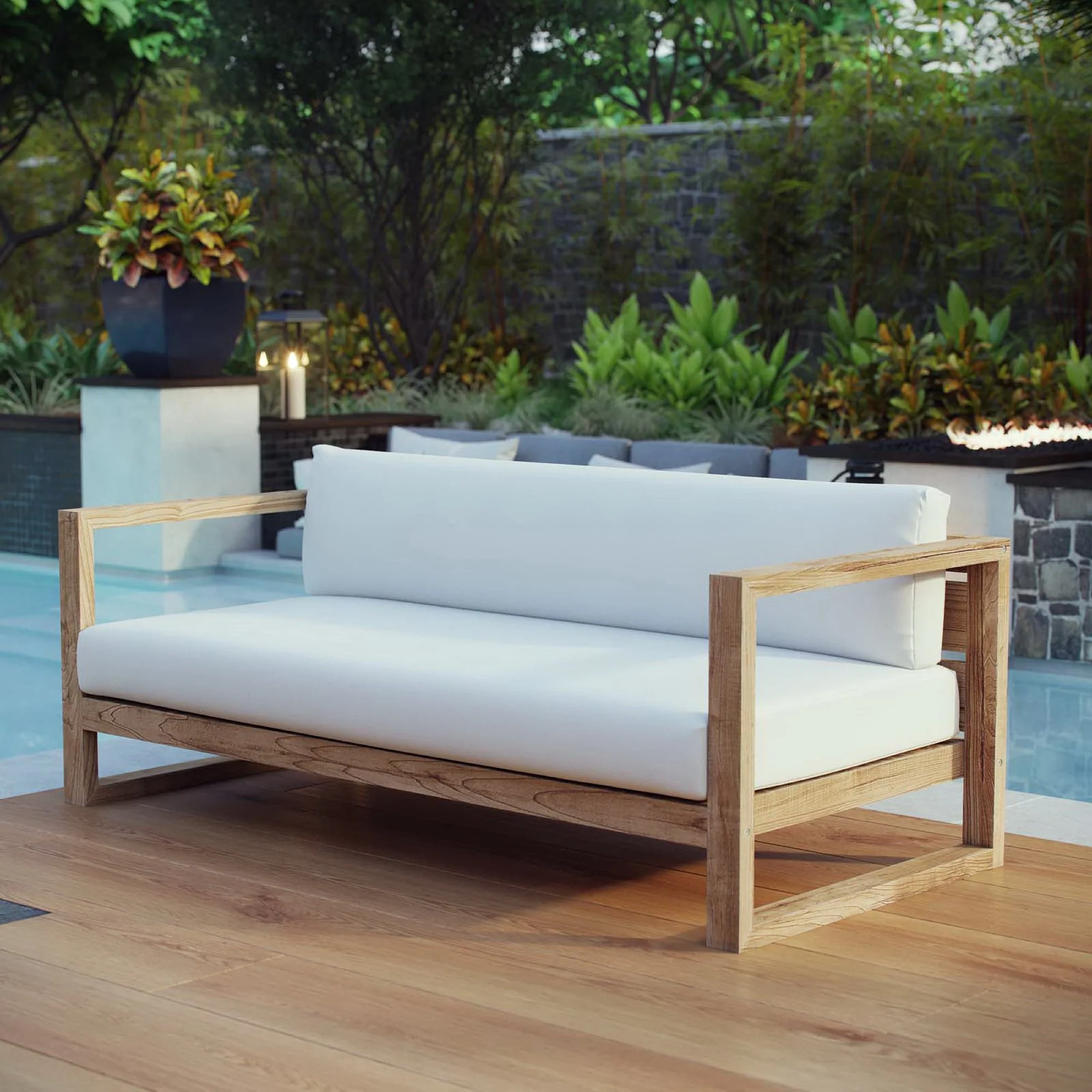 Upland Outdoor Patio Teak Sofa by Modway - Image 4