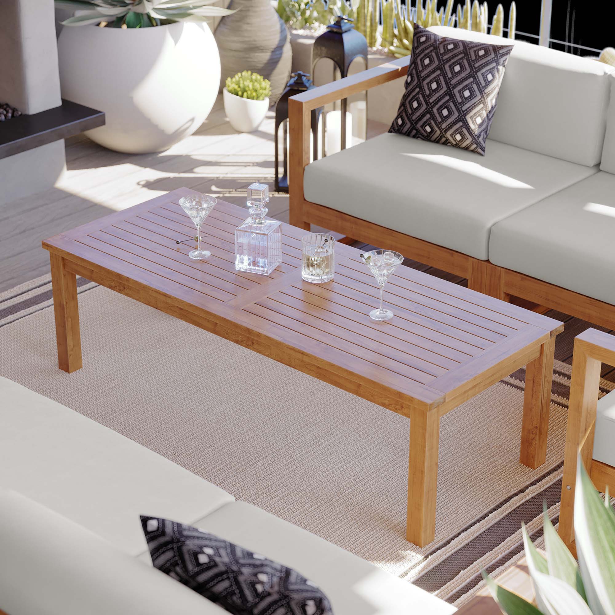Upland Outdoor Patio Teak Wood Coffee Table by Modway - Image 6