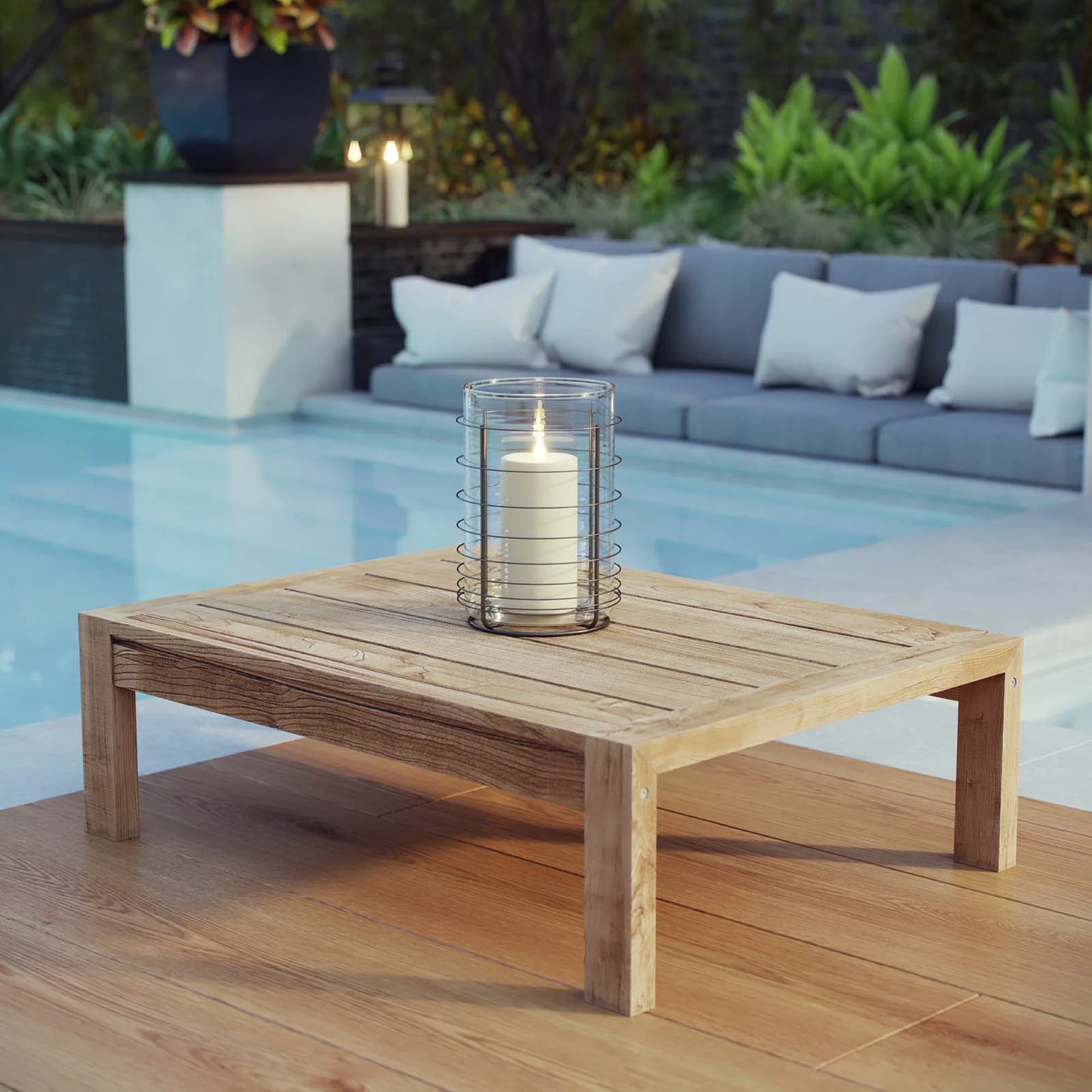 Upland Outdoor Patio Wood Coffee Table by Modway - Image 4
