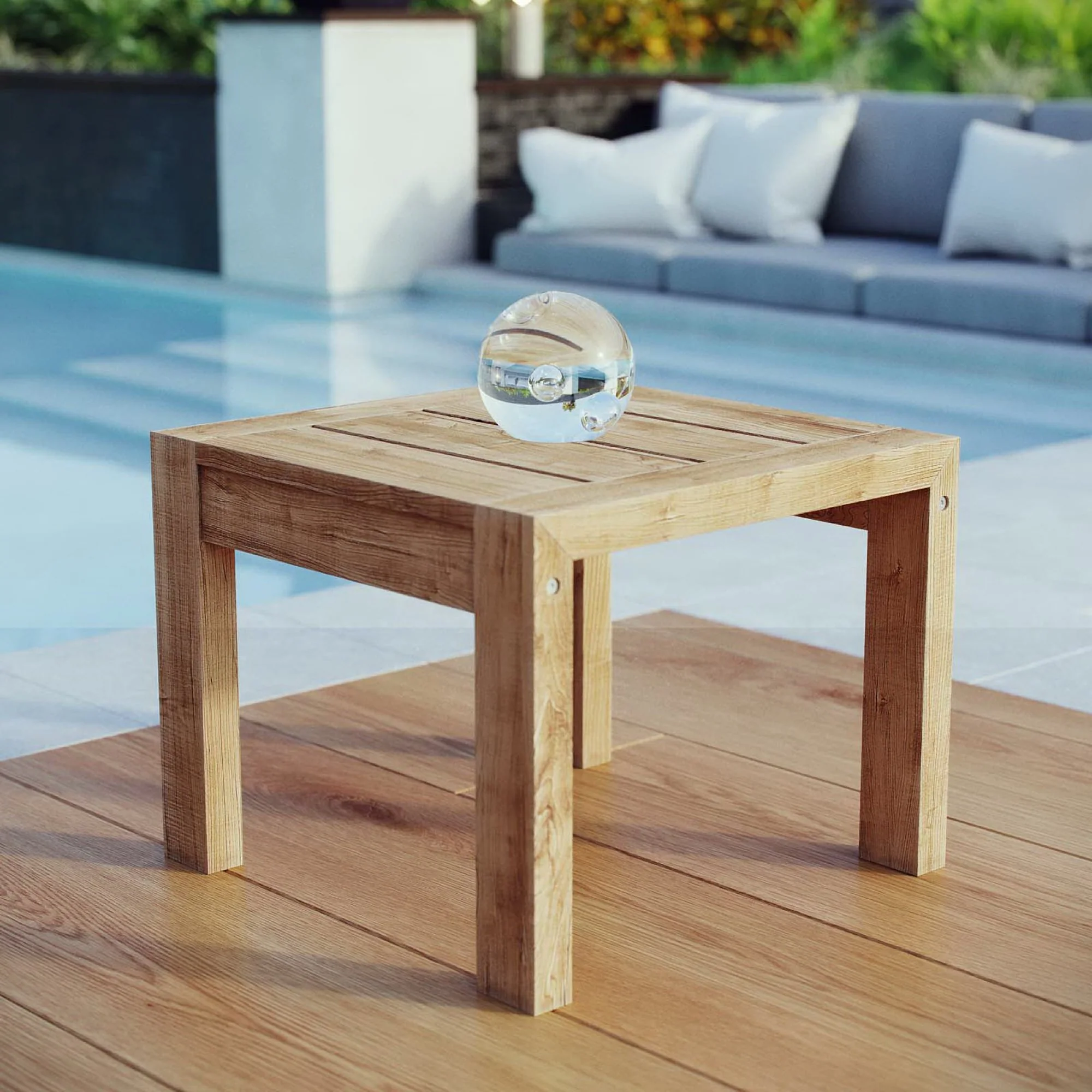 Upland Outdoor Patio Wood Side Table by Modway - Image 4