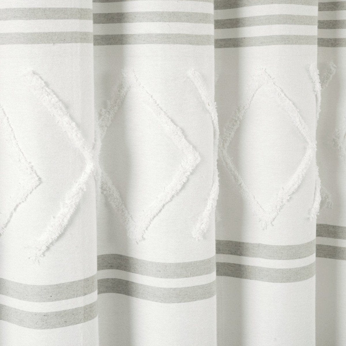 Urban Diamond Stripe Woven Tufted Recycled Cotton Blend Shower Curtain - Image 11