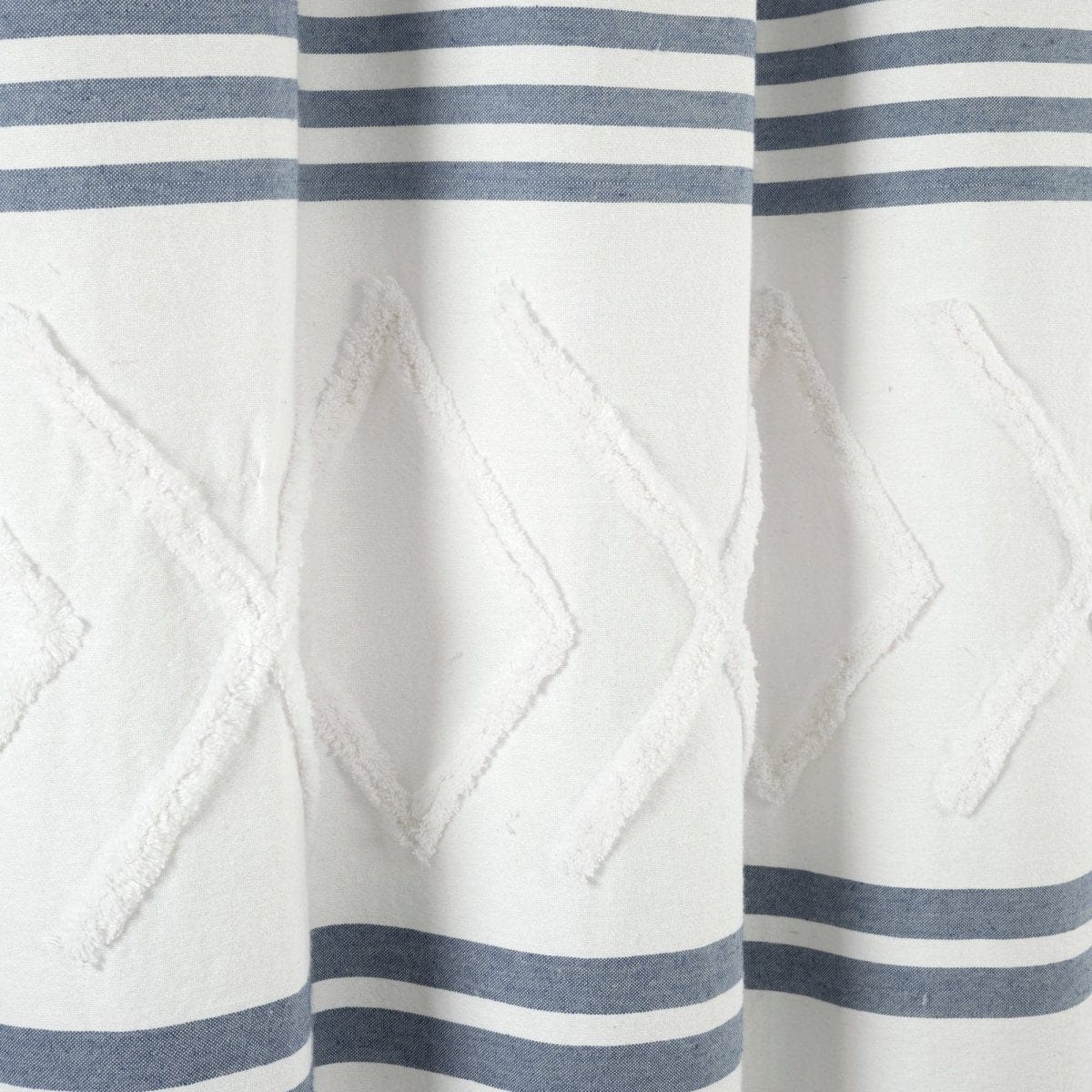 Urban Diamond Stripe Woven Tufted Recycled Cotton Blend Shower Curtain - Image 14