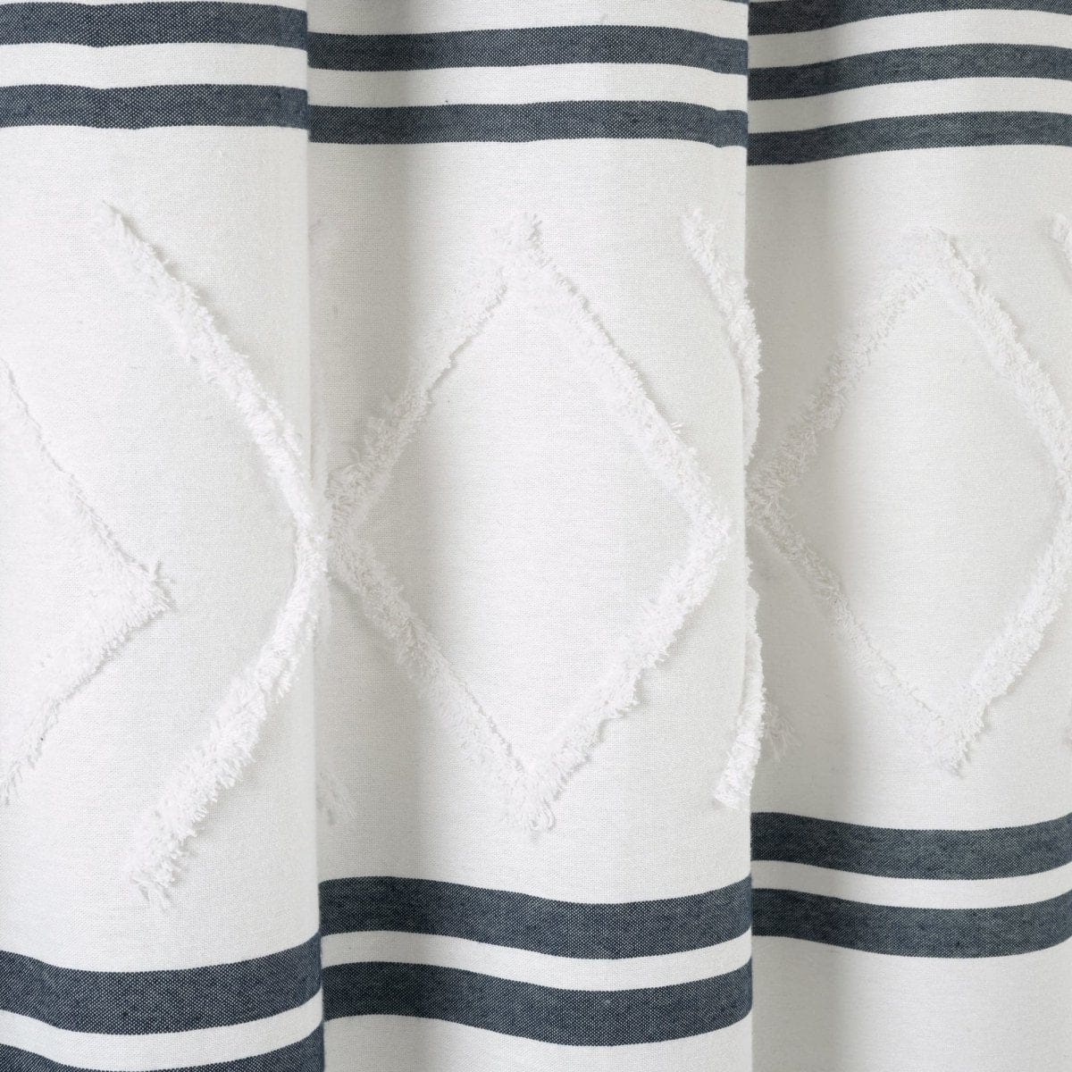 Urban Diamond Stripe Woven Tufted Recycled Cotton Blend Shower Curtain - Image 8