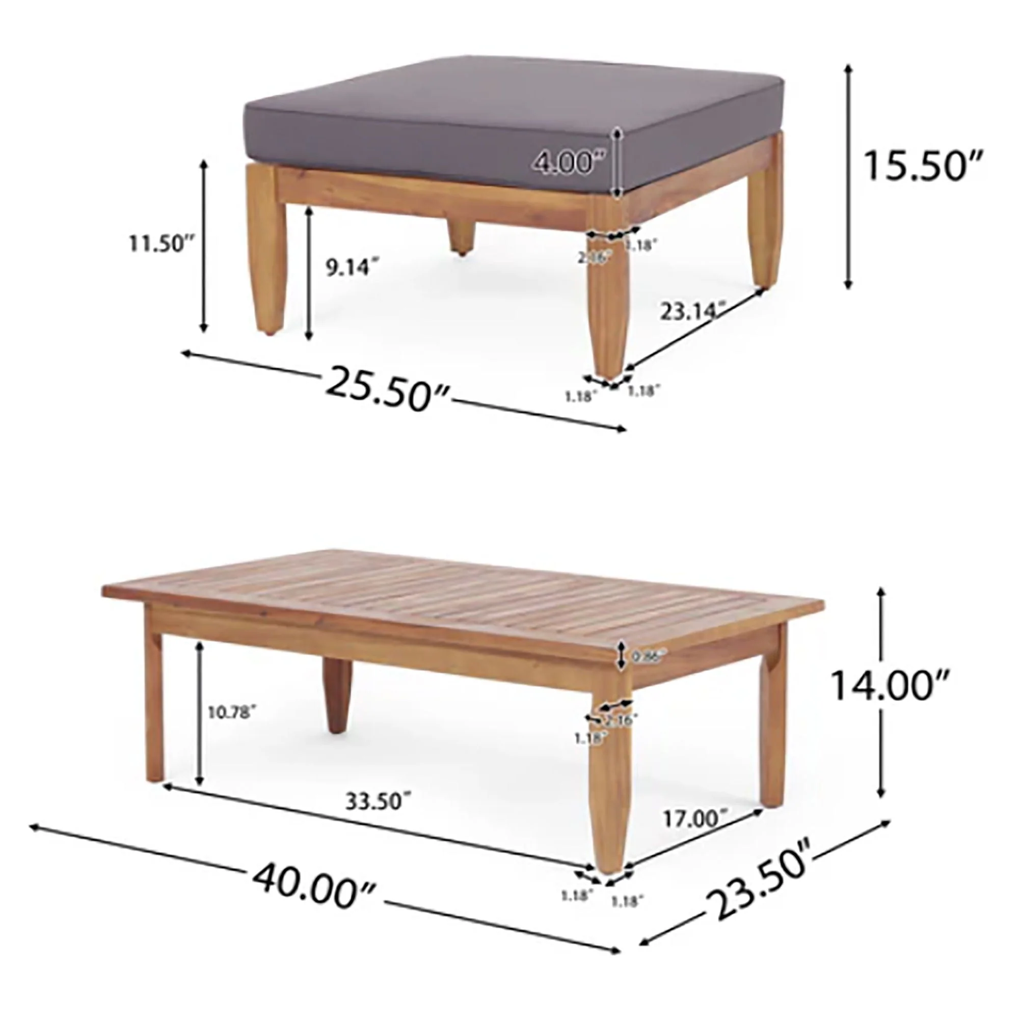 Urbanek Acacia Wood Outdoor Conversation Set - Teak - Image 4