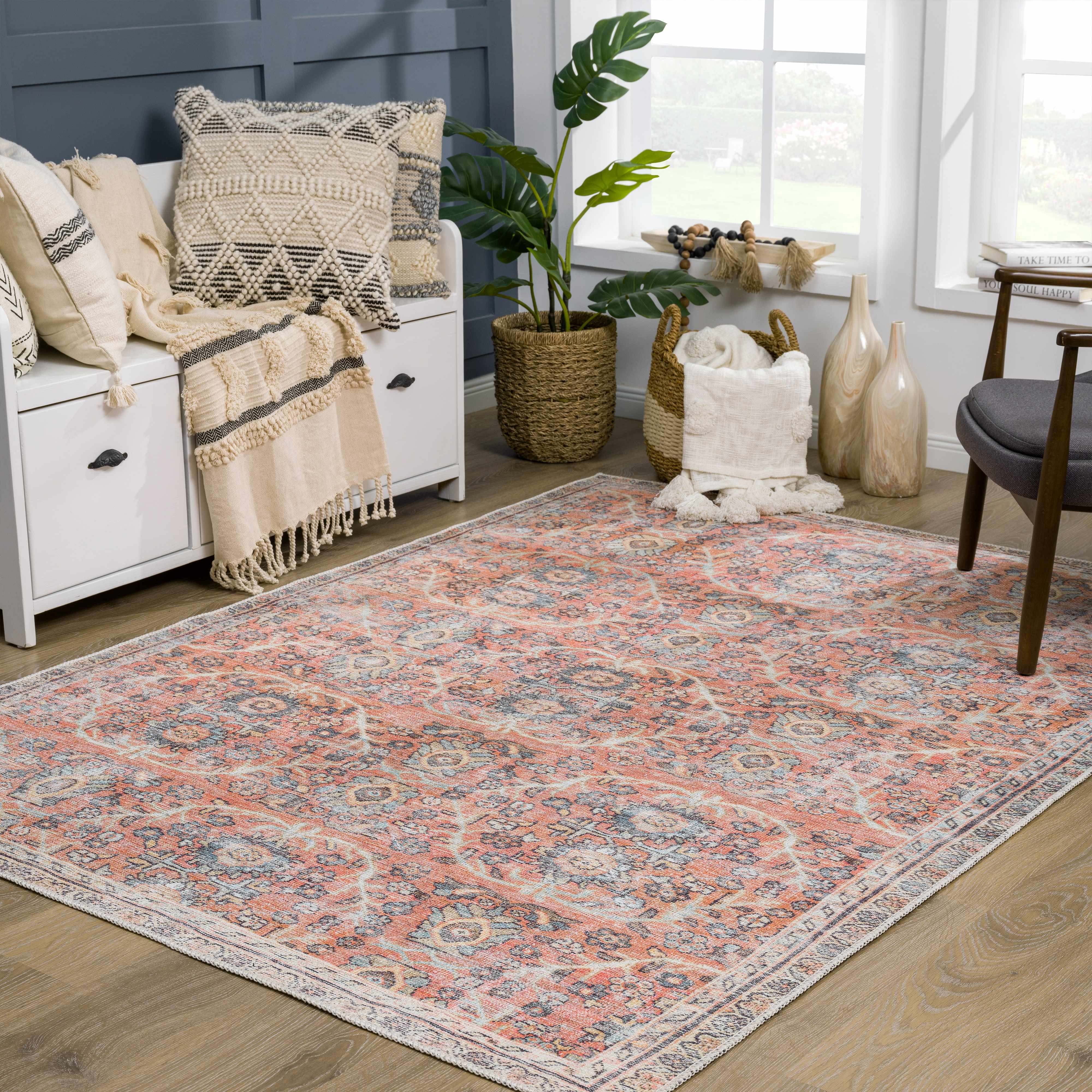 Urpi Rose & Blue Washable Area Rug - Clearance - Image 2