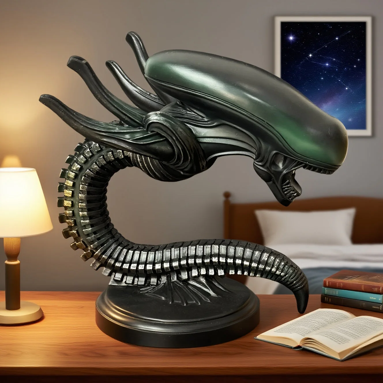 USB Alien Head Lamp – Sci-Fi Resin Desk Light for Bedroom, Office & Halloween Decor - Image 2