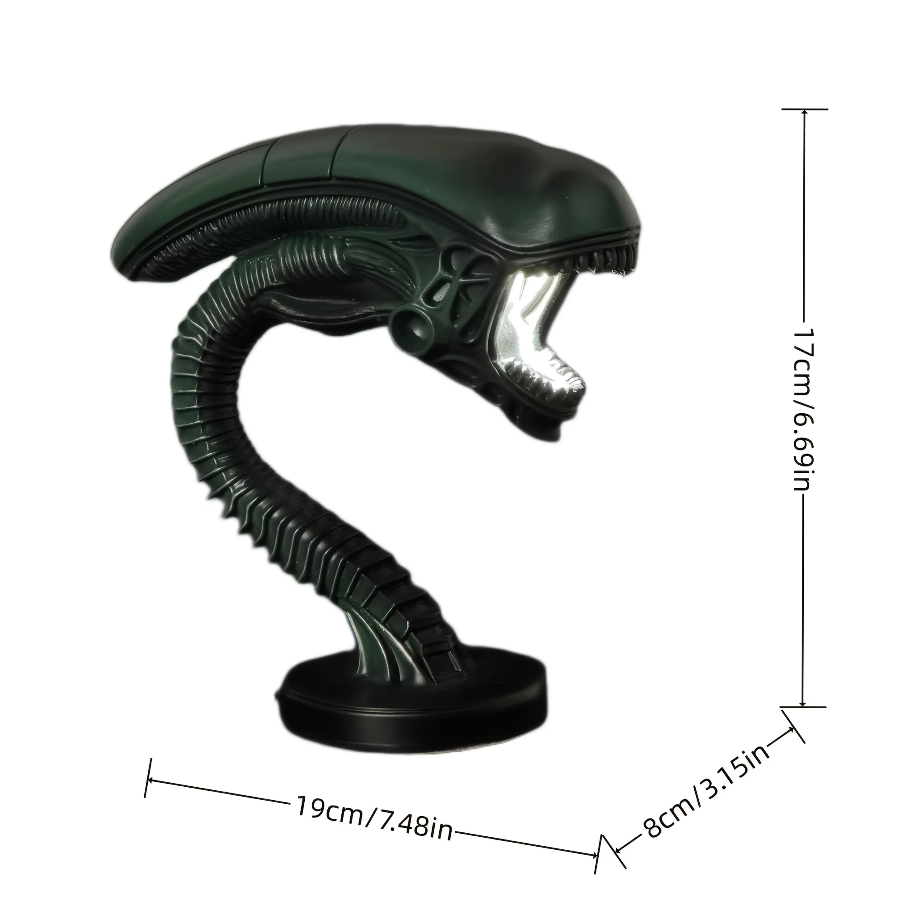 USB Alien Head Lamp – Sci-Fi Resin Desk Light for Bedroom, Office & Halloween Decor - Image 3