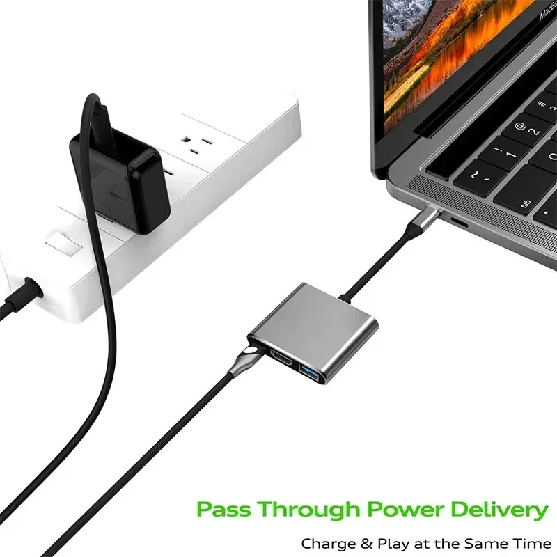 USB C to HDMI Hub 3 in 1 USB 3.0 Docking Station Adapter for Laptop - Image 2