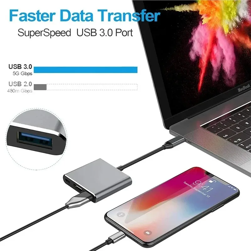 USB C to HDMI Hub 3 in 1 USB 3.0 Docking Station Adapter for Laptop - Image 5