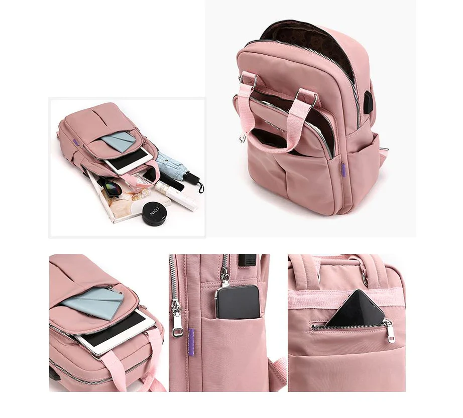 USB Charging Anti-Theft Backpack Water Resistant Laptop Travel Bag 36cm - Image 12