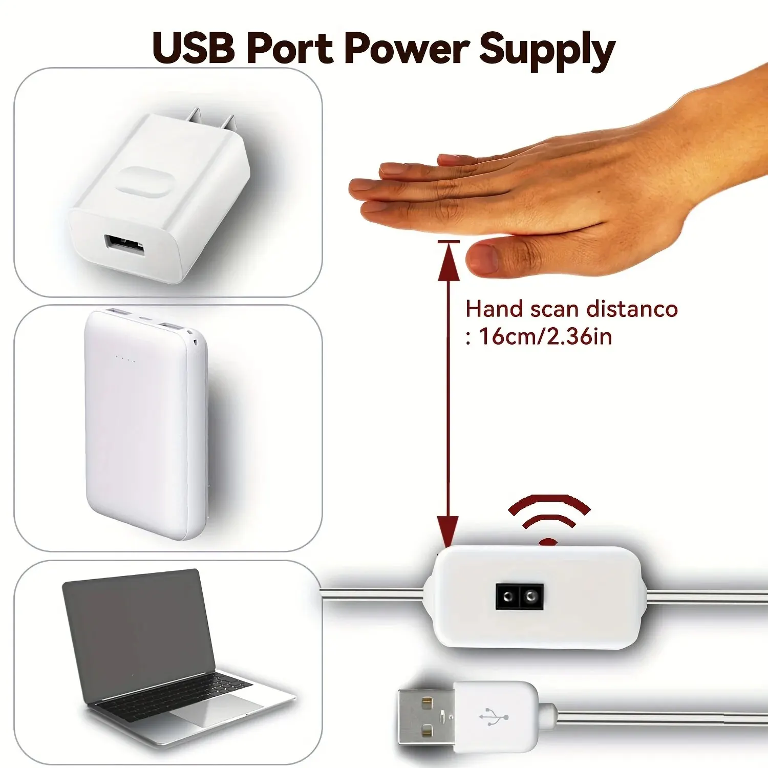 USB Gesture Sensor LED Strip Light Dimmable 1M TV Backlight Kitchen Lighting - Image 2