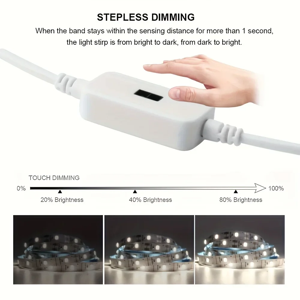 USB Gesture Sensor LED Strip Light Dimmable 1M TV Backlight Kitchen Lighting - Image 5