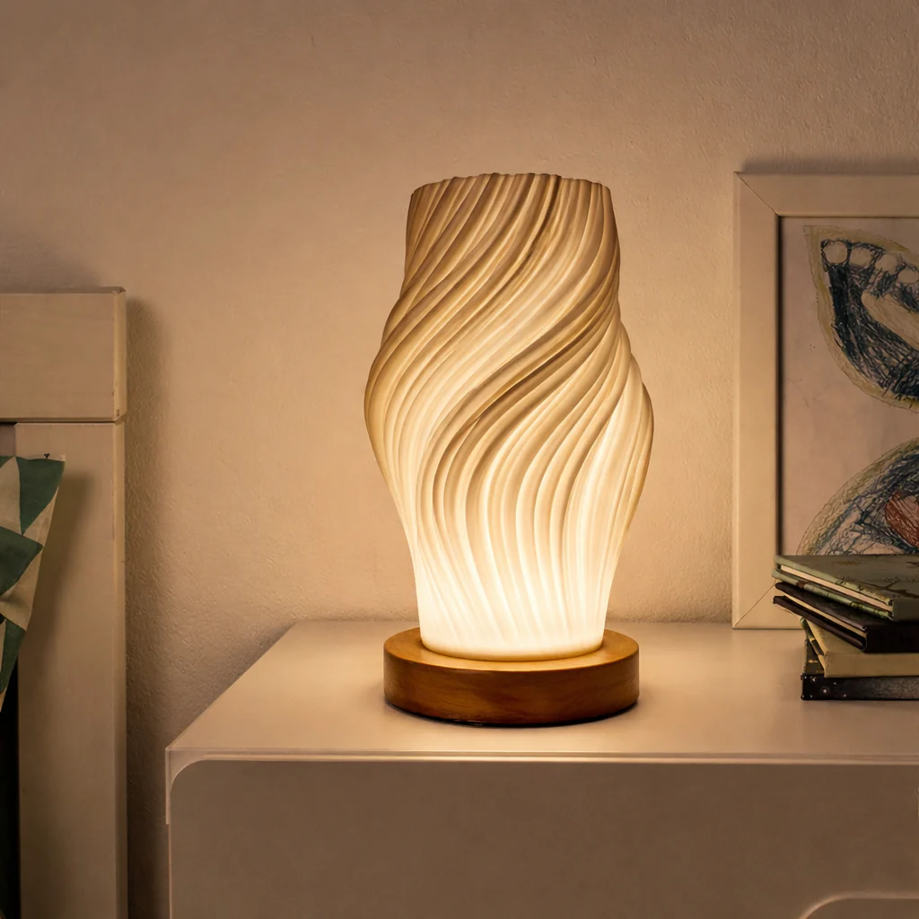USB LED 3D Pleated Desk Lamp Dimmable Bedside Table Lamp Modern Bedroom Light - Image 11
