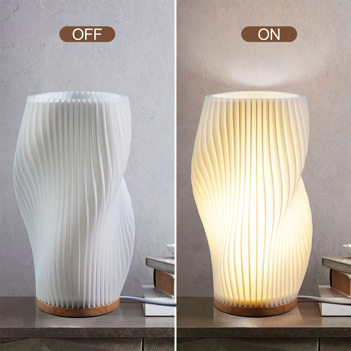 USB LED 3D Pleated Desk Lamp Dimmable Bedside Table Lamp Modern Bedroom Light - Image 2