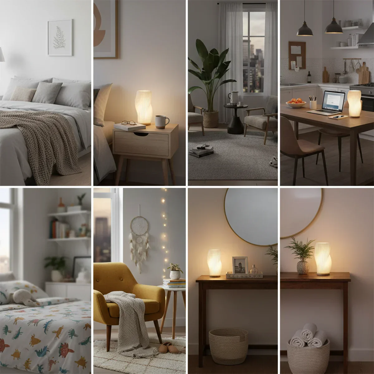 USB LED 3D Pleated Desk Lamp Dimmable Bedside Table Lamp Modern Bedroom Light - Image 6