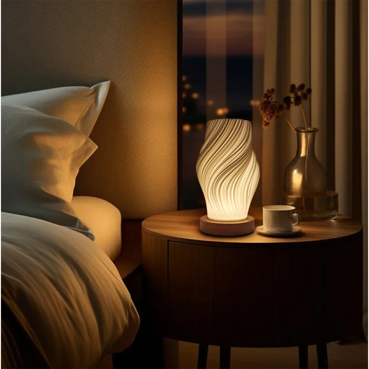 USB LED 3D Pleated Desk Lamp Dimmable Bedside Table Lamp Modern Bedroom Light - Image 7