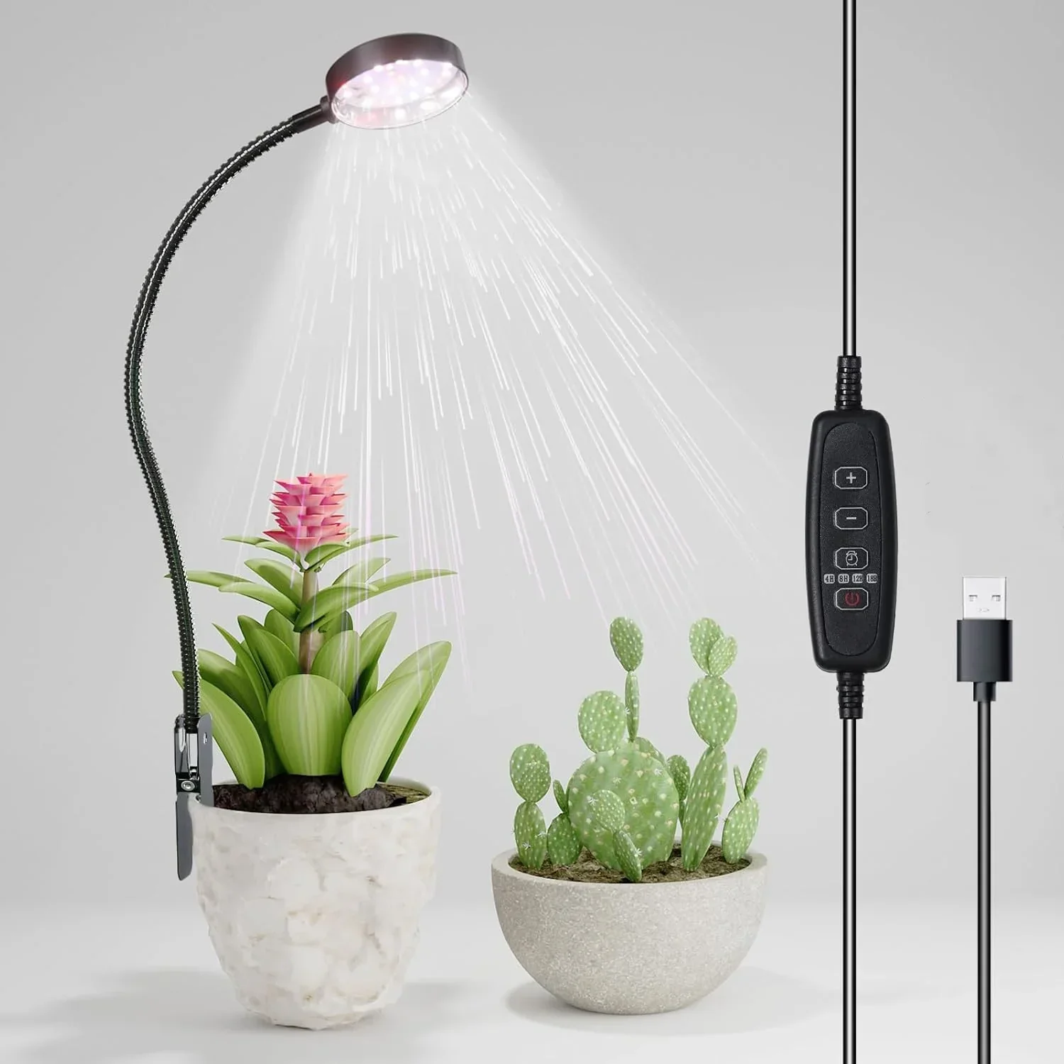 USB LED Grow Light Full Spectrum Clip On Plant Lamp Dimmable Timer Gooseneck - Image 2
