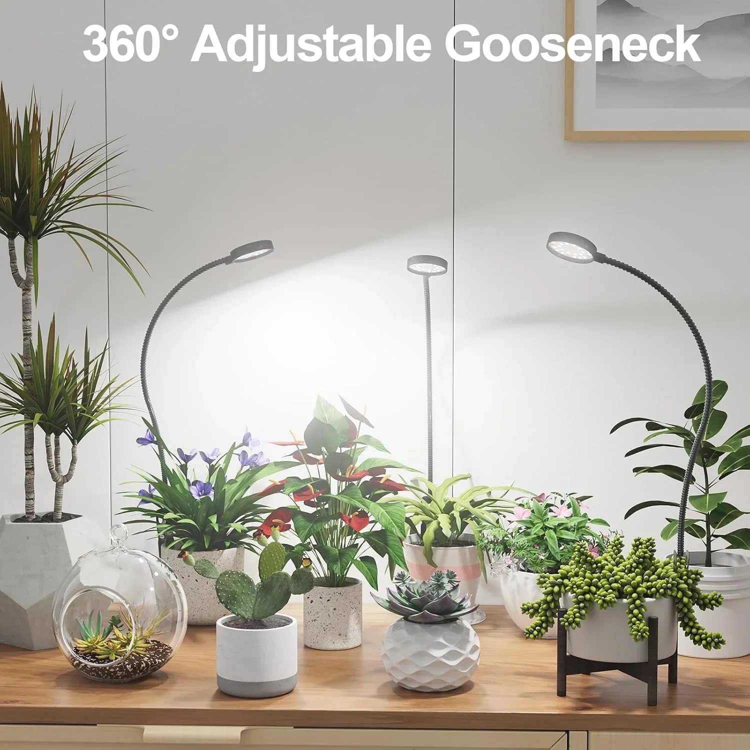 USB LED Grow Light Full Spectrum Clip On Plant Lamp Dimmable Timer Gooseneck - Image 4