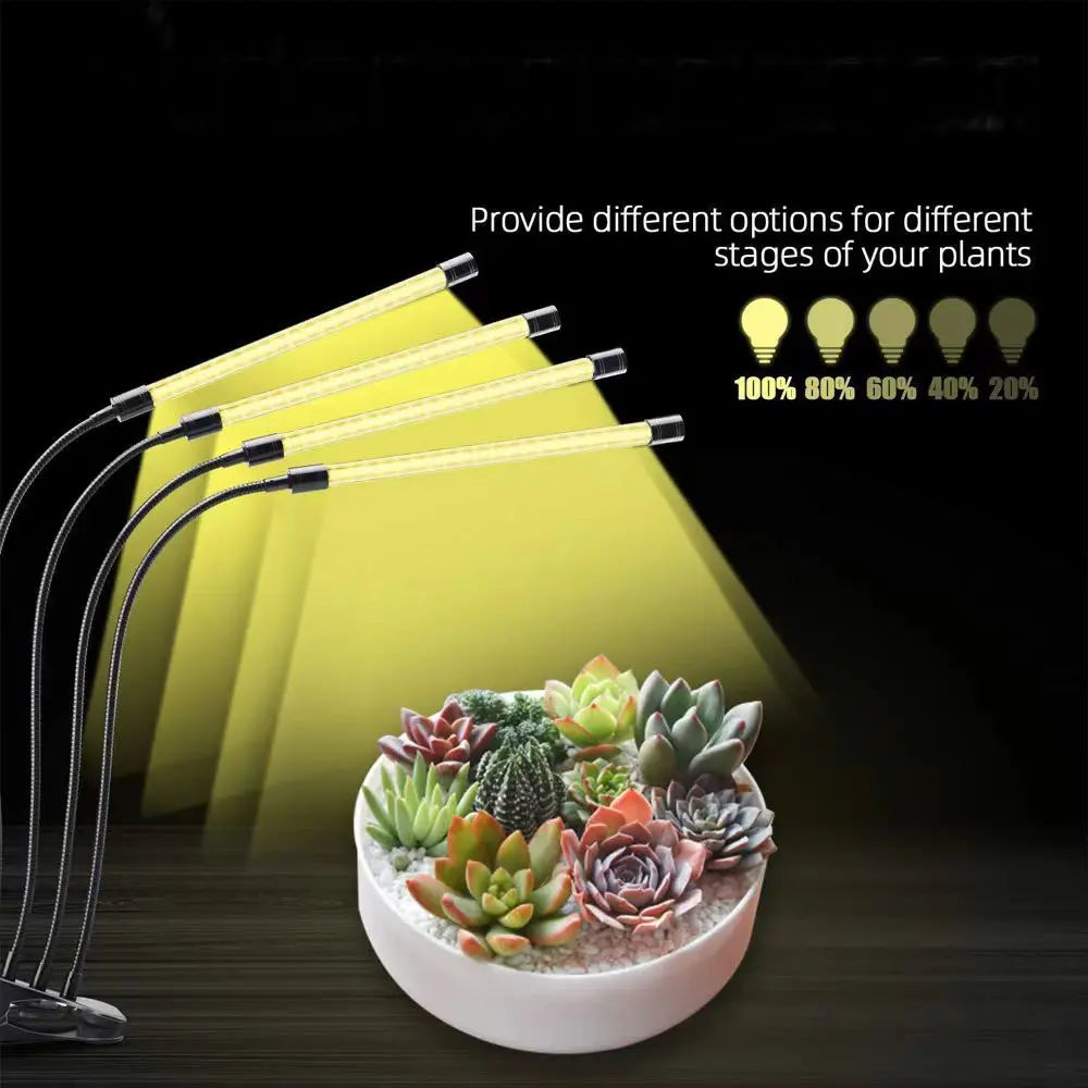 USB LED Grow Light Full Spectrum Clip Plant Lamp 3000K with Timer Control - Image 3
