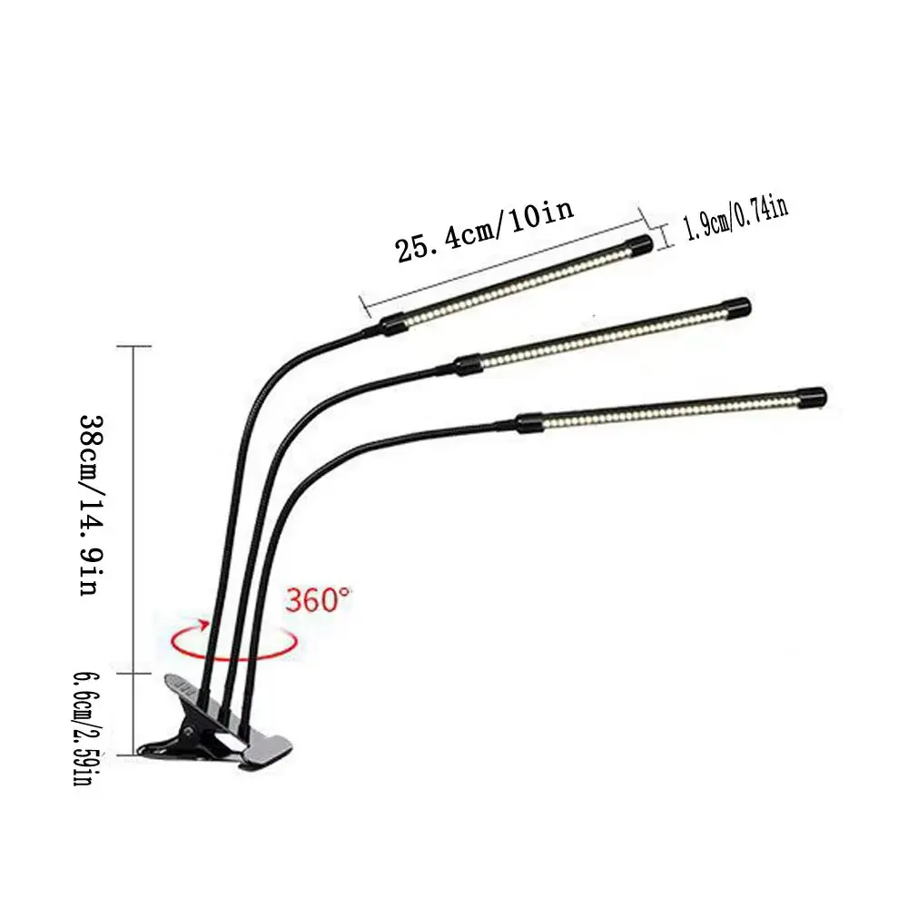 USB LED Grow Light Full Spectrum Clip Plant Lamp 3000K with Timer Control - Image 6