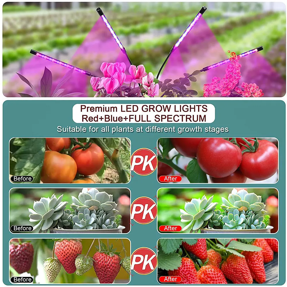 USB LED Grow Light Full Spectrum Clip Plant Lamp with Timer Control - Image 6
