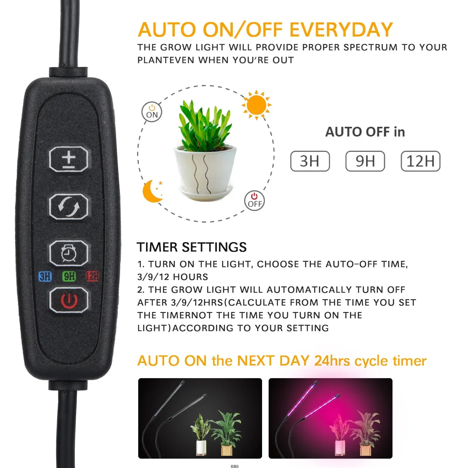 USB LED Grow Light Full Spectrum with Timer 10 Dimmable Levels Indoor Plants - Image 3