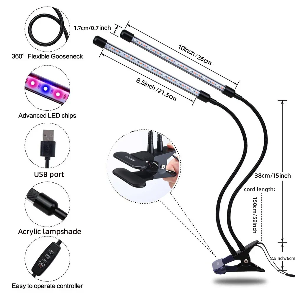 USB LED Grow Light Full Spectrum with Timer 10 Dimmable Levels Indoor Plants - Image 5