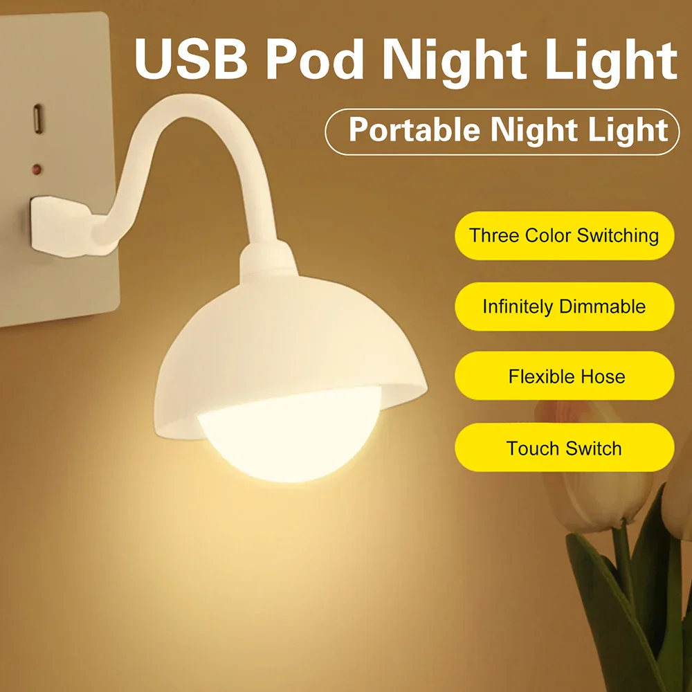USB Plug In Smart Night Light Remote Touch Control LED Bedside Lamp Bedroom - Image 3