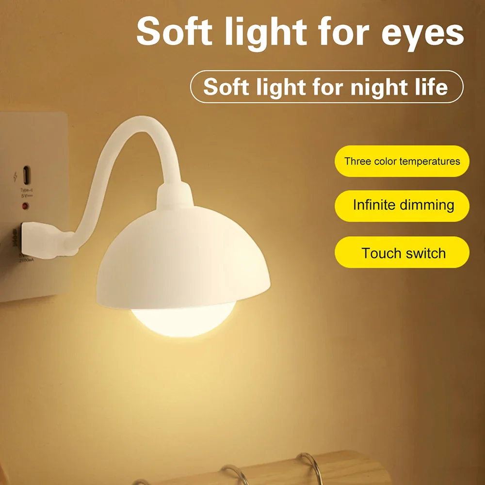 USB Plug In Smart Night Light Remote Touch Control LED Bedside Lamp Bedroom - Image 5