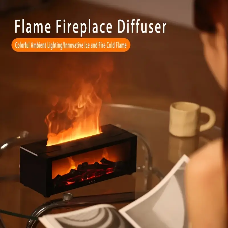 USB-Powered Fireplace Air Freshener with LED Flame Effect for Home & Office - Image 7