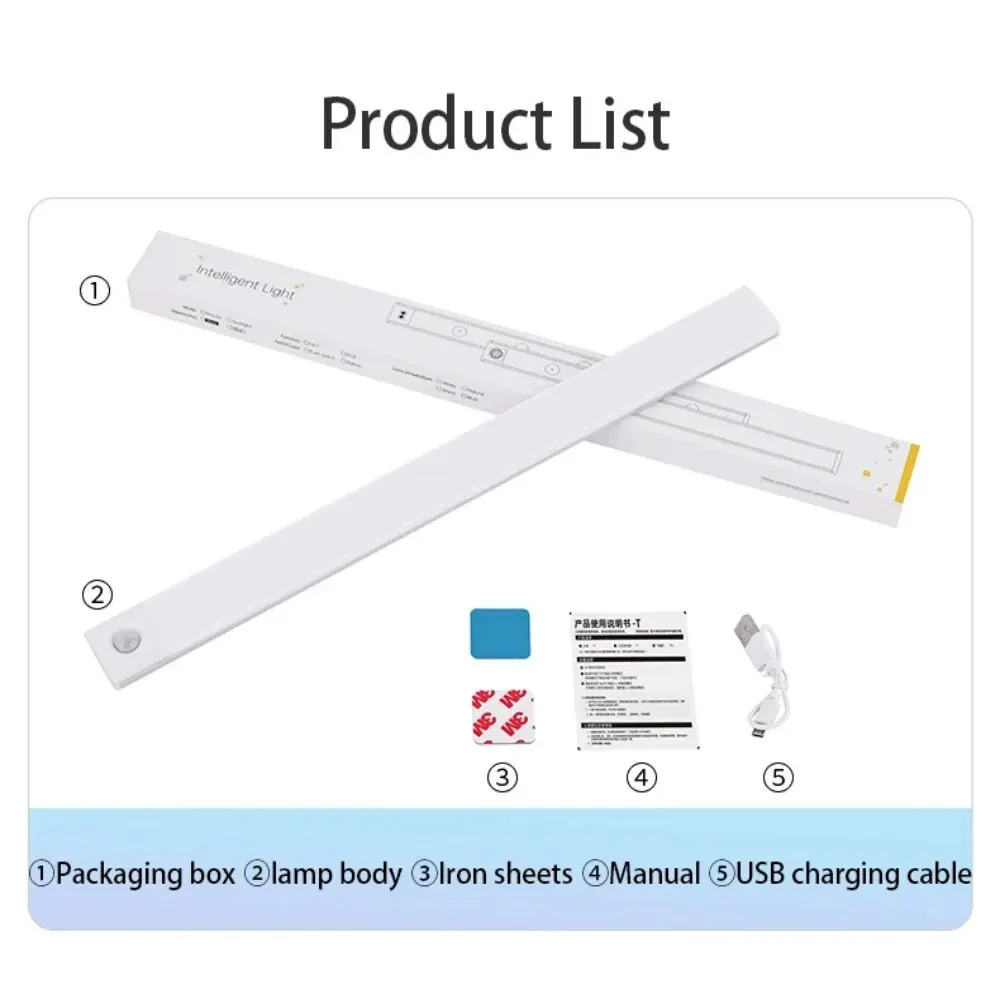 USB Rechargeable LED Cabinet Light Motion Sensor Kitchen Wardrobe Lamp 20–60cm - Image 6