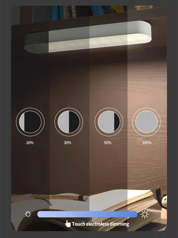 USB Rechargeable LED Night Light 3 Color Dimmable Magnetic Cabinet Lamp - Image 3